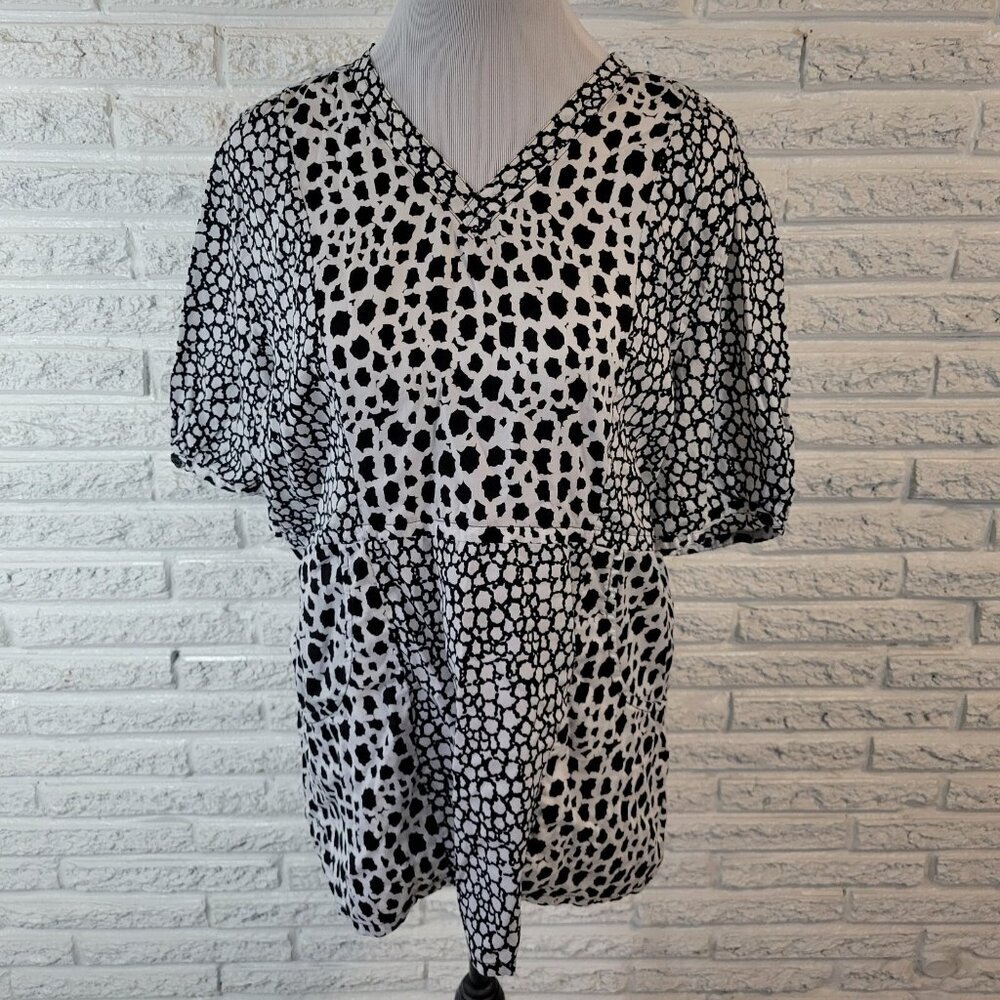 Unisex XL Black White Watercolor Scrub Top Cotton Medical Healthcare WAT89E